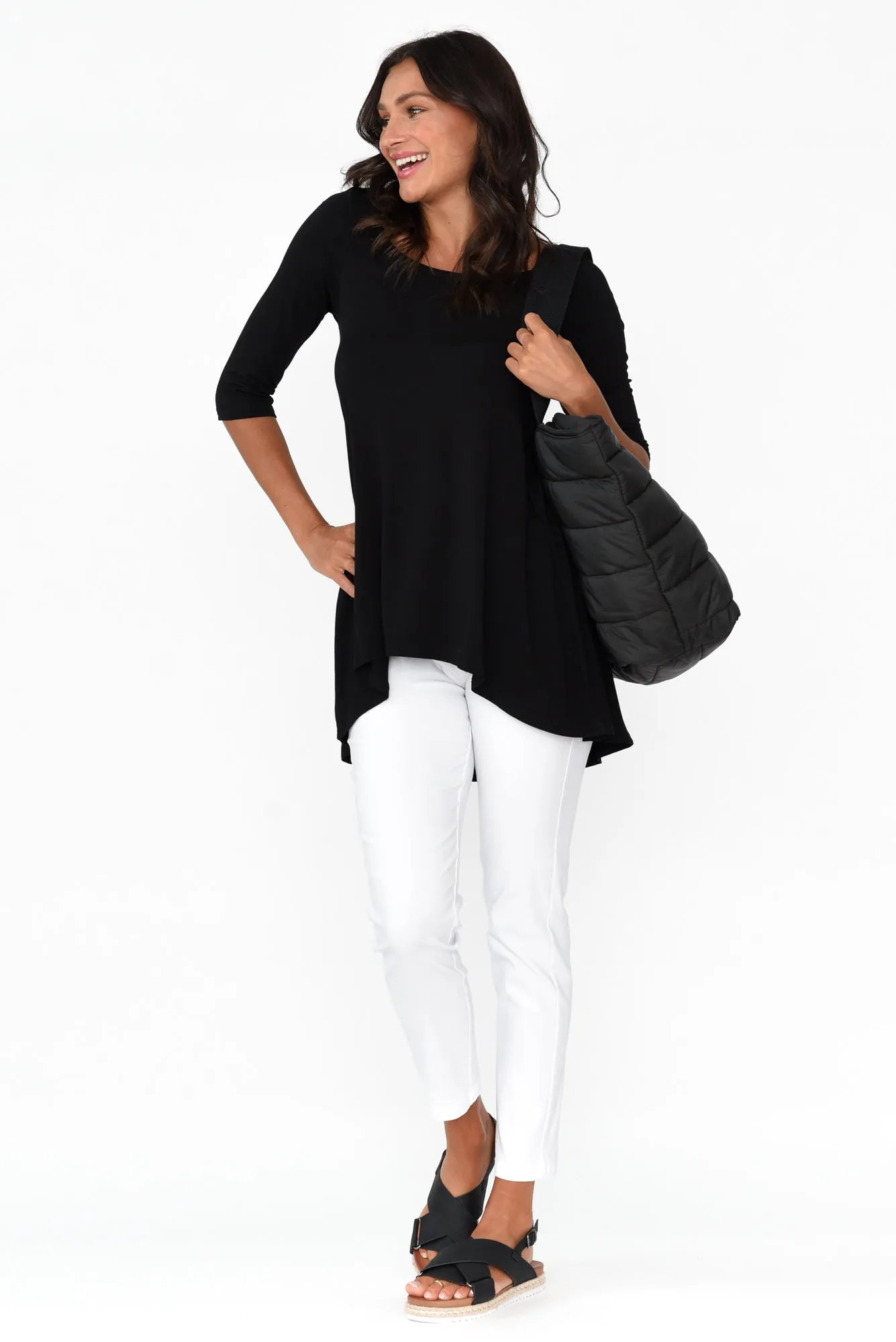 Black Bamboo Hi Lo Hem Top sold by Blue Bungalow product image thumbnail 3