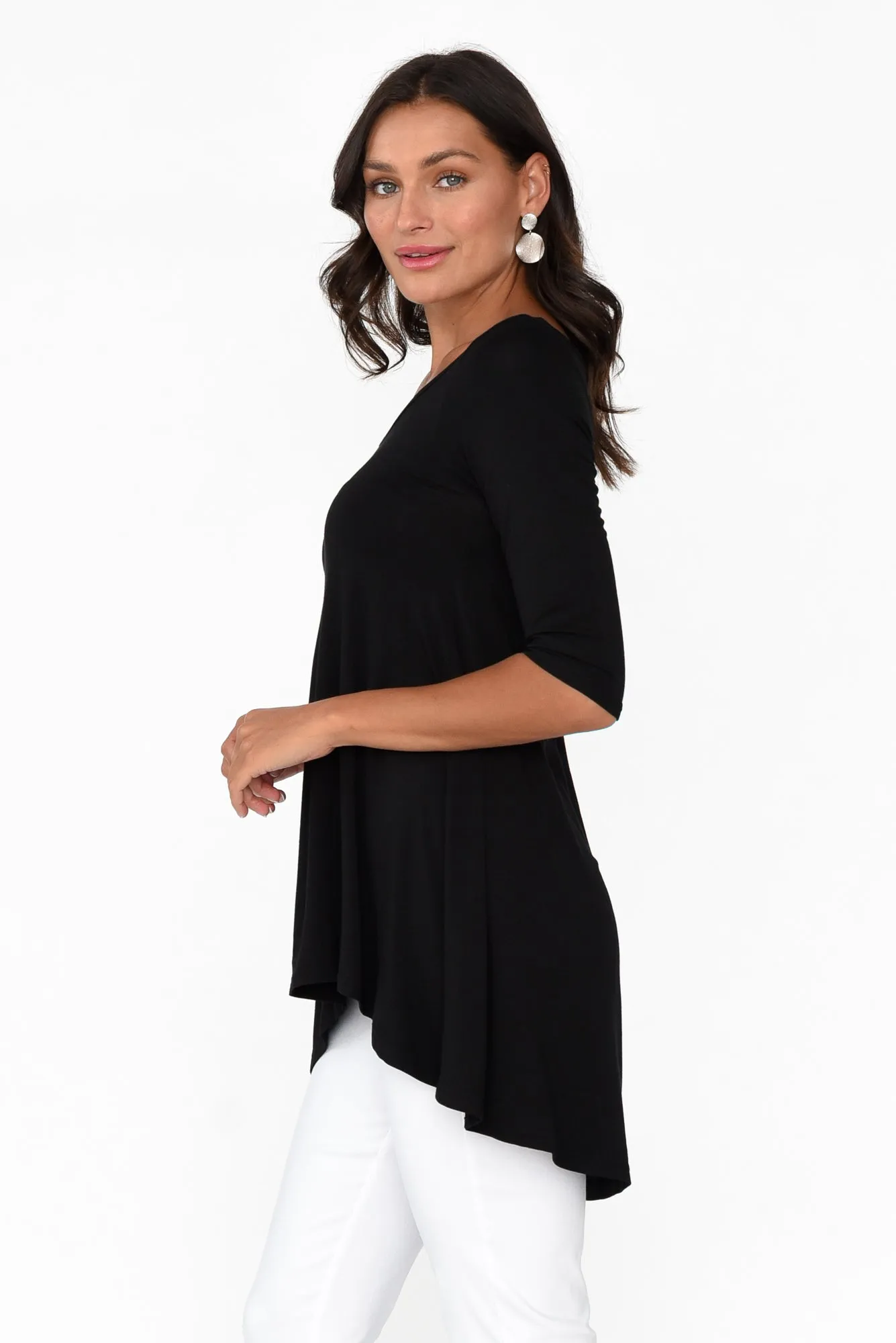 Black Bamboo Hi Lo Hem Top sold by Blue Bungalow product image thumbnail 4