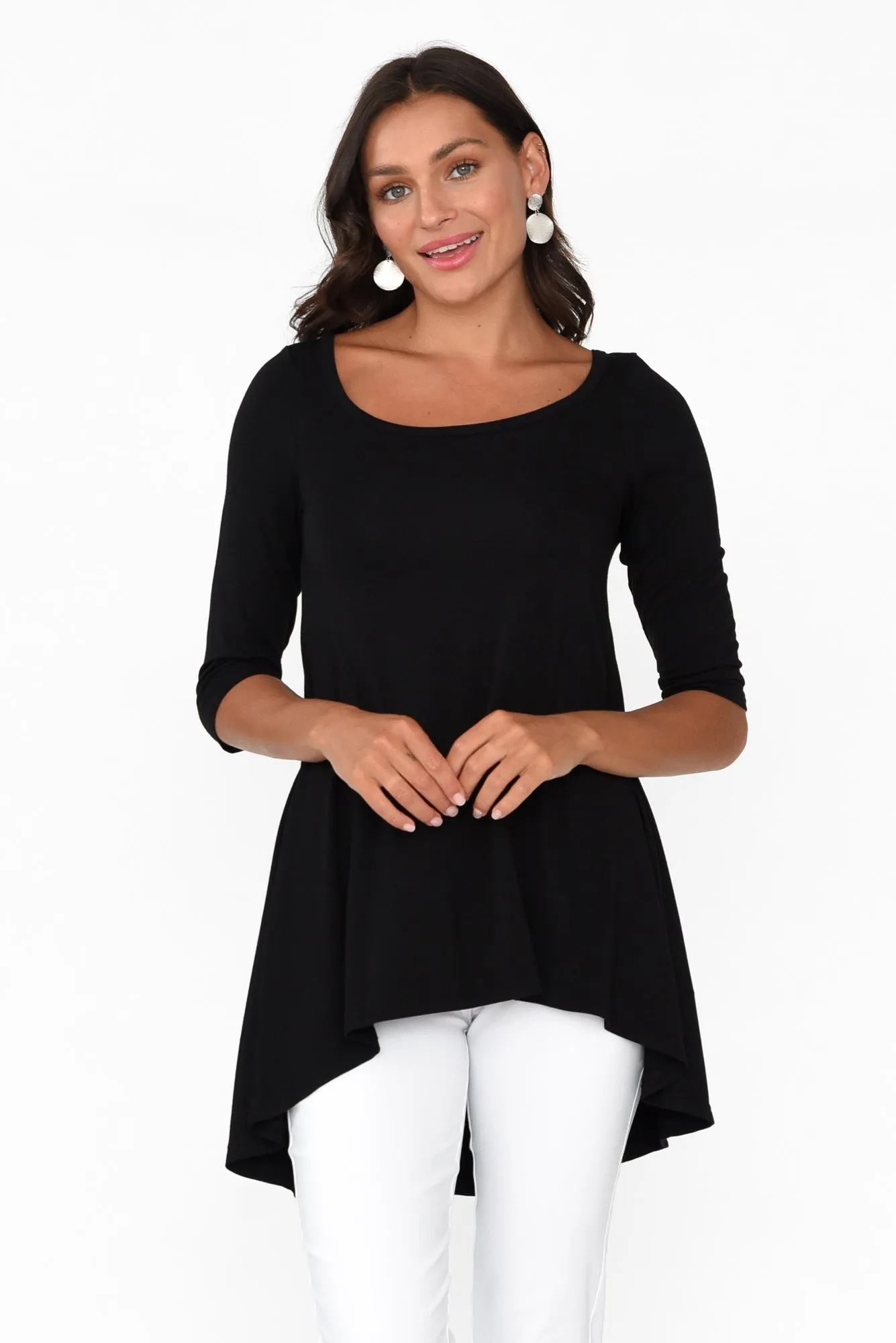 Black Bamboo Hi Lo Hem Top sold by Blue Bungalow