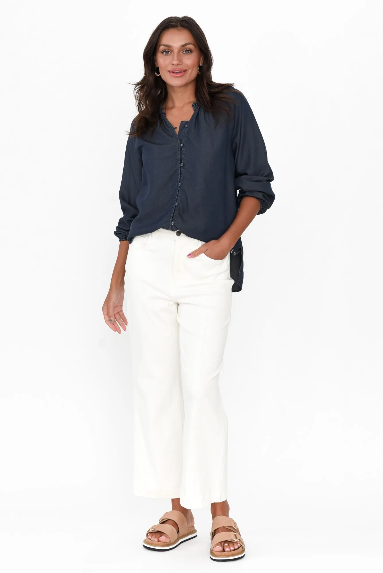 Drew Blue Denim Button Blouse sold by Blue Bungalow product image thumbnail 2