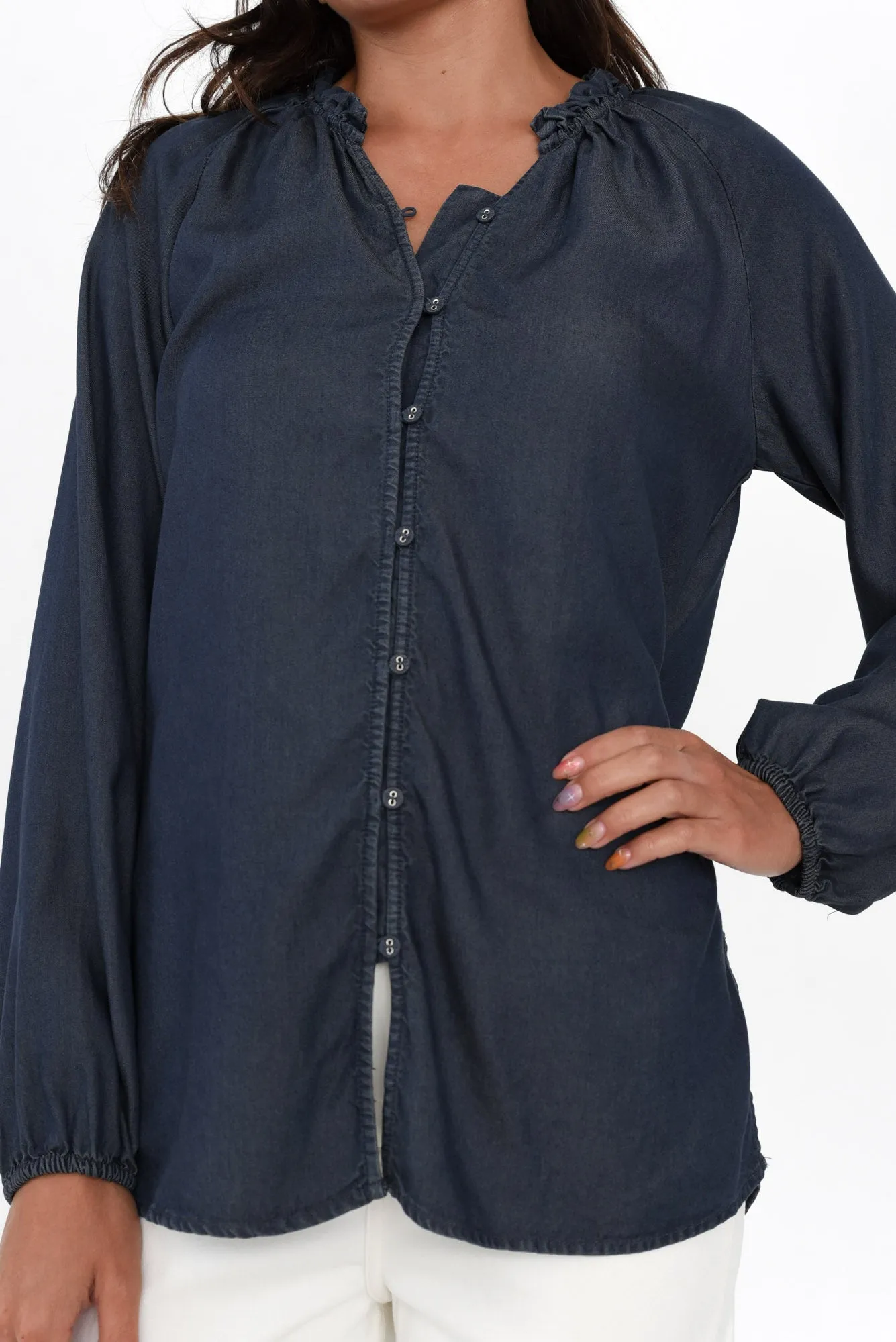 Drew Blue Denim Button Blouse sold by Blue Bungalow product image thumbnail 5