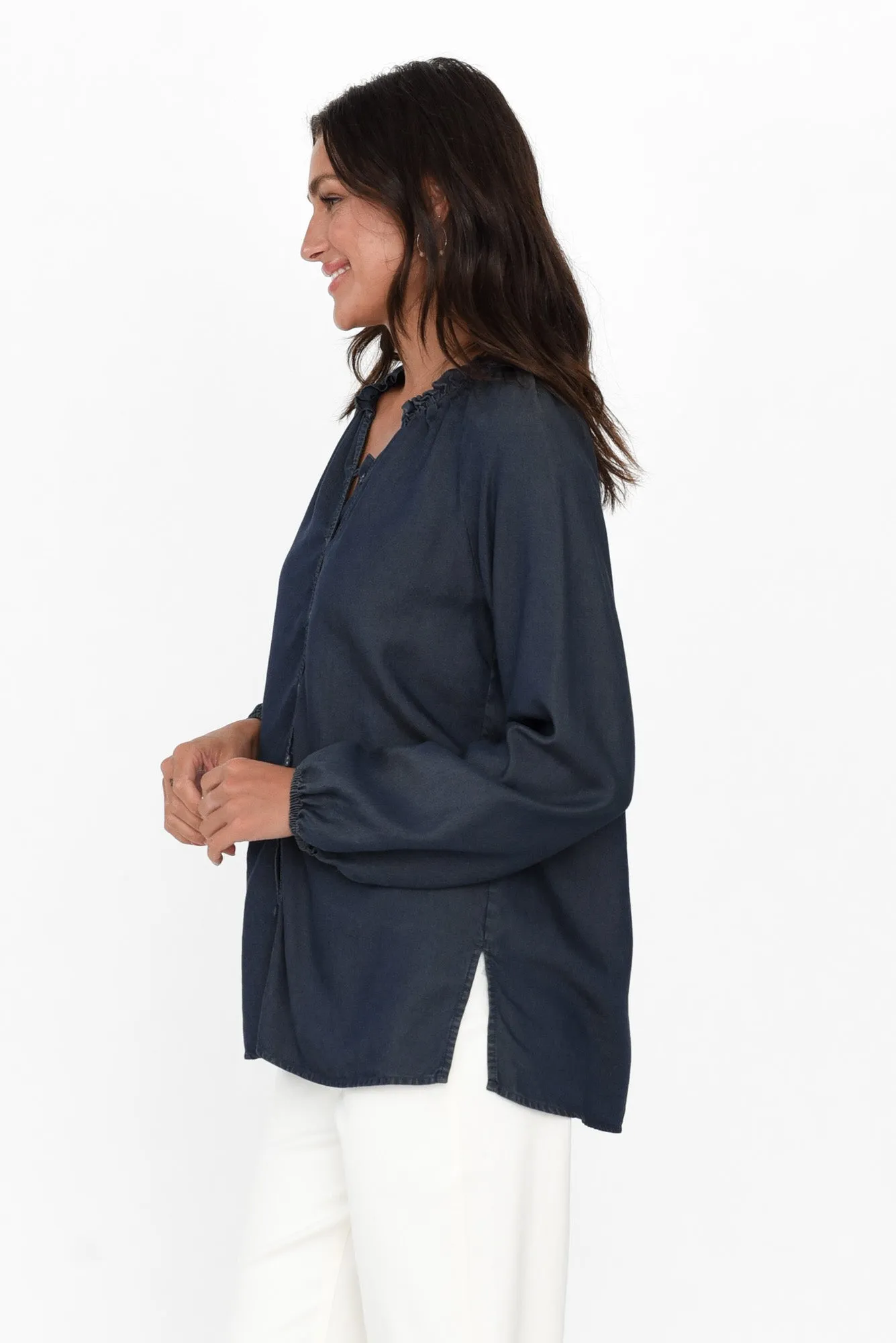 Drew Blue Denim Button Blouse sold by Blue Bungalow product image thumbnail 3