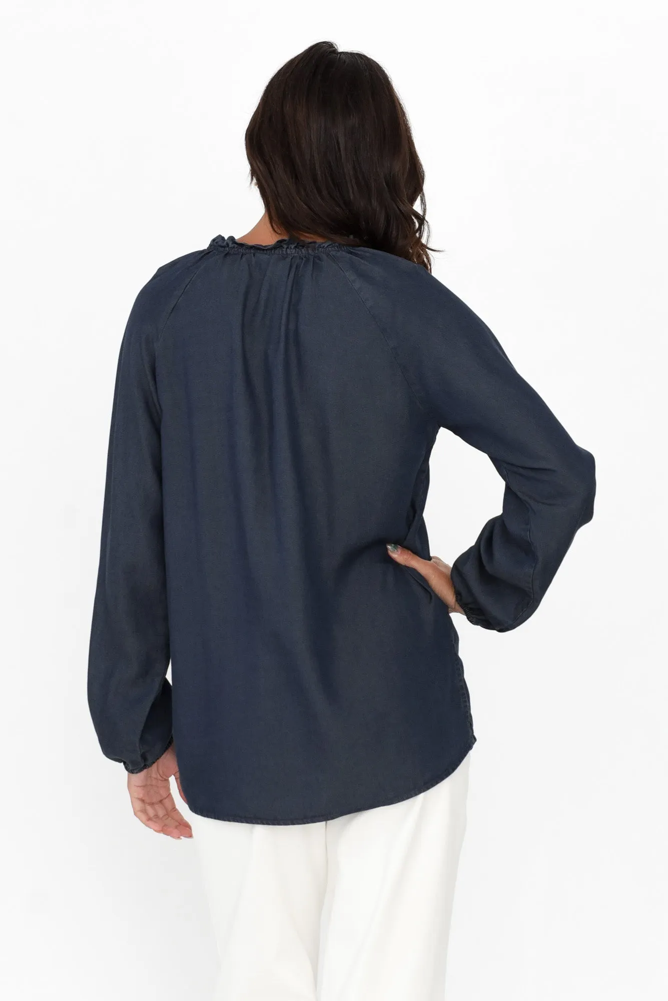 Drew Blue Denim Button Blouse sold by Blue Bungalow product image thumbnail 4