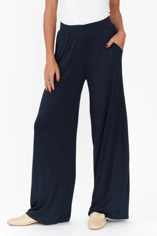 Cedric Dark Navy Bamboo Pocket Pants sold by Blue Bungalow