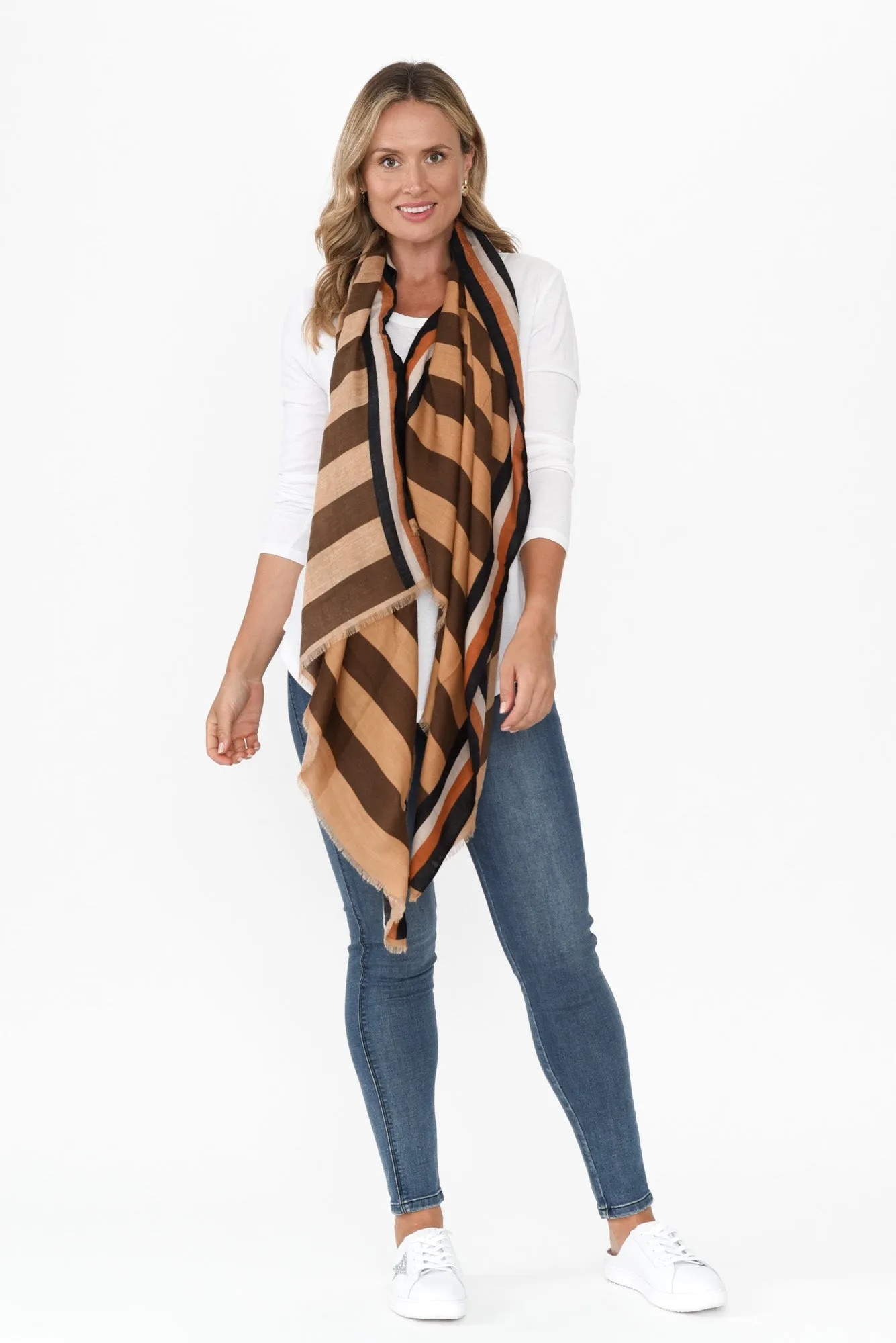 Marlo Brown Stripe Scarf sold by Blue Bungalow product image thumbnail 2
