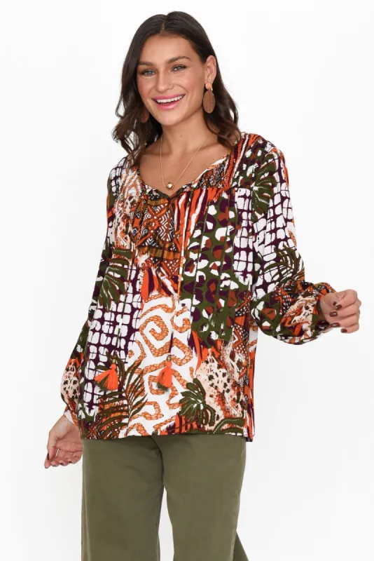 Abida Rust Tropical Top sold by Blue Bungalow