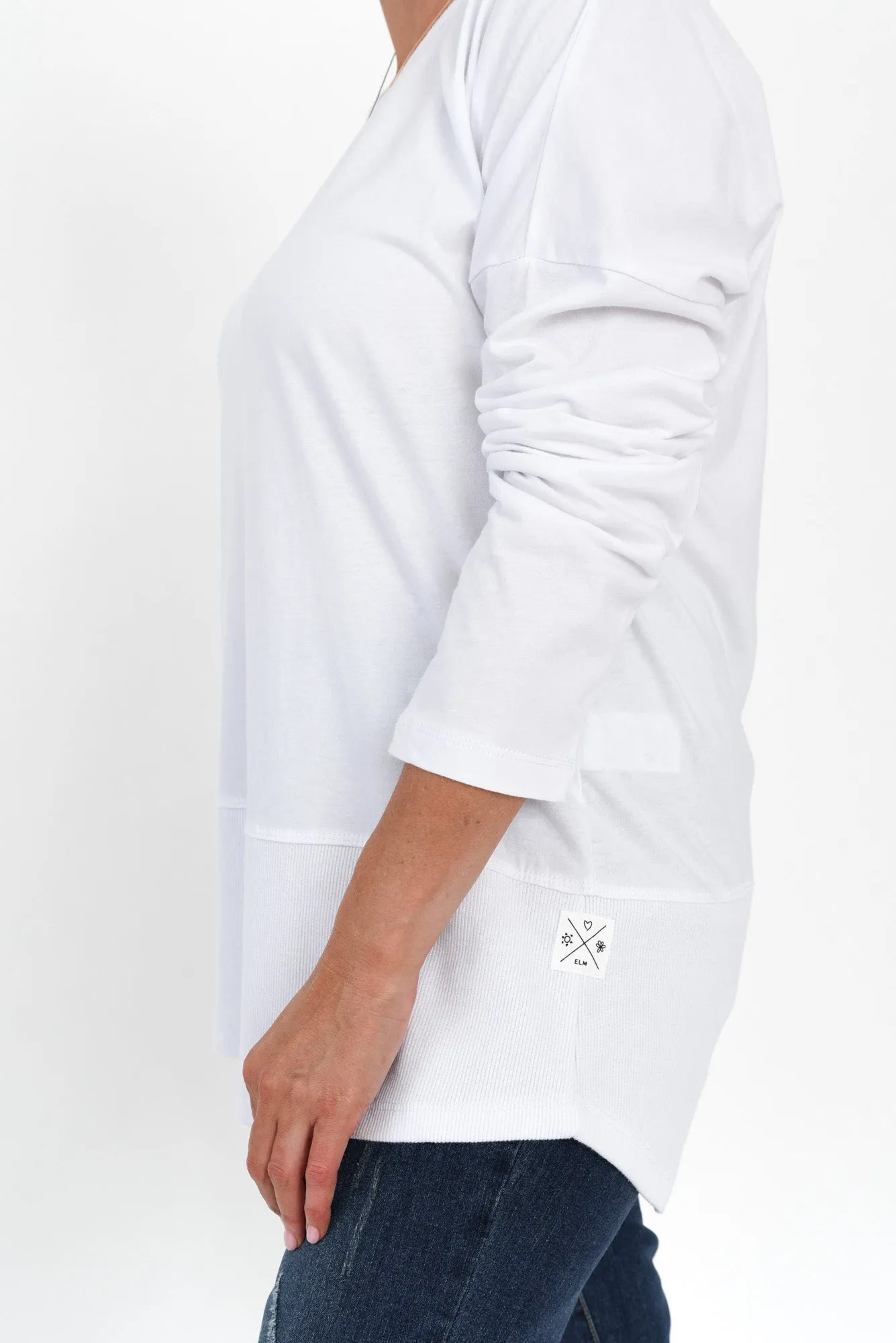 Fundamental White Cotton Rib Sleeved Top sold by Blue Bungalow product image thumbnail 5