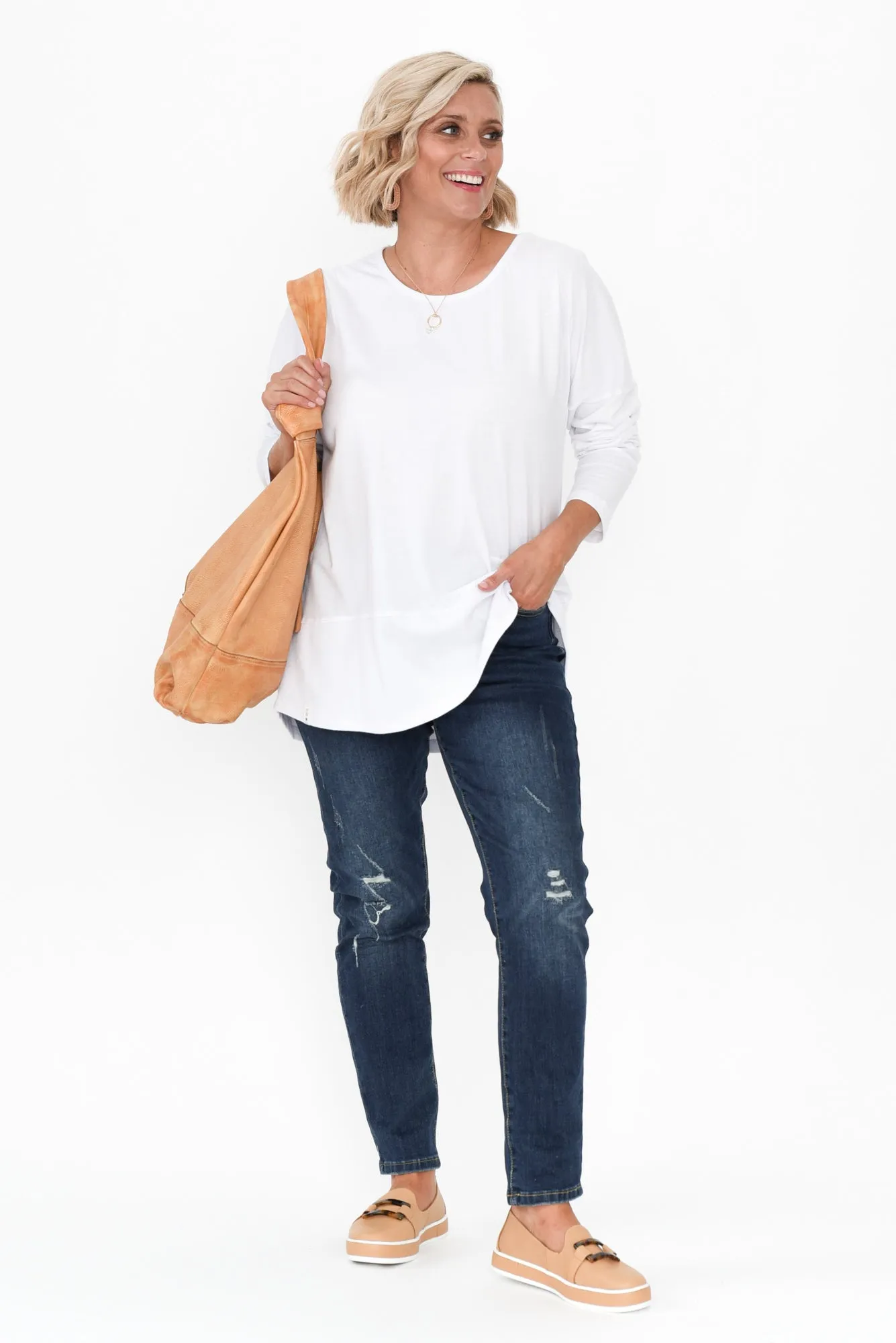 Fundamental White Cotton Rib Sleeved Top sold by Blue Bungalow product image thumbnail 2