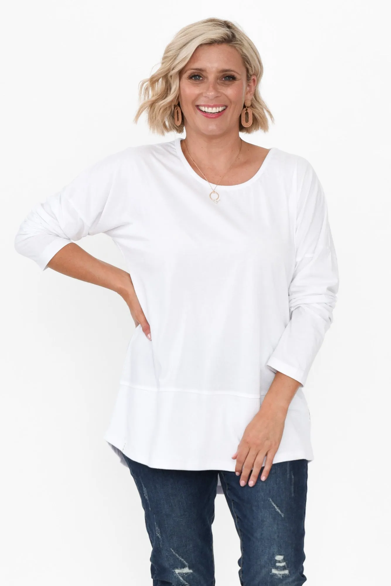 Fundamental White Cotton Rib Sleeved Top sold by Blue Bungalow