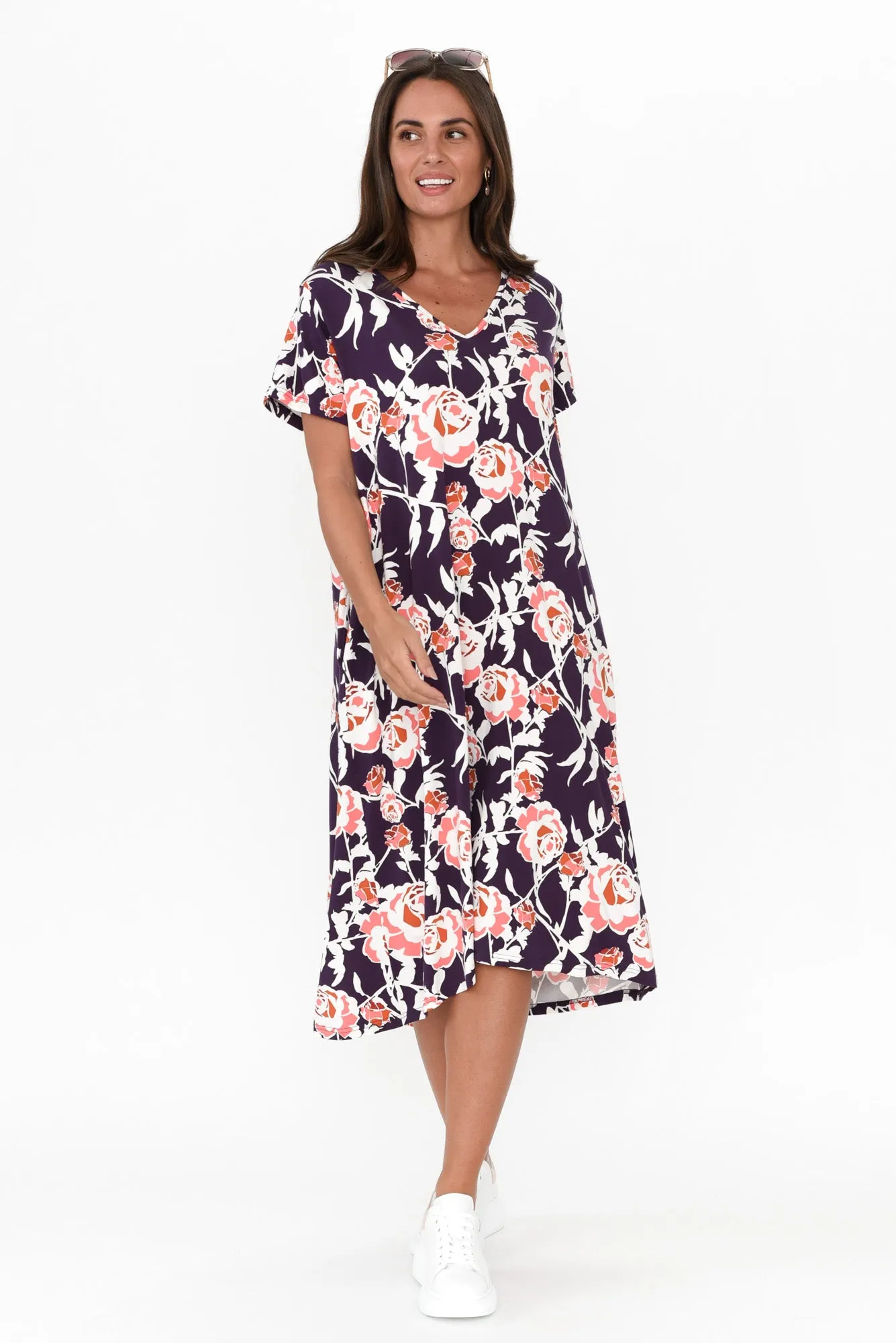 Tiffany Purple Rose Bamboo Tee Dress sold by Blue Bungalow product image thumbnail 5