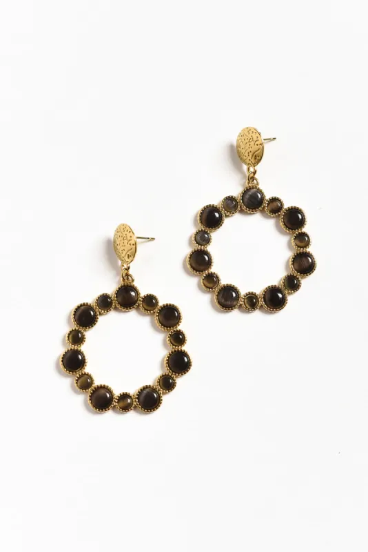 Lively Black Crystal Circle Earrings sold by Blue Bungalow