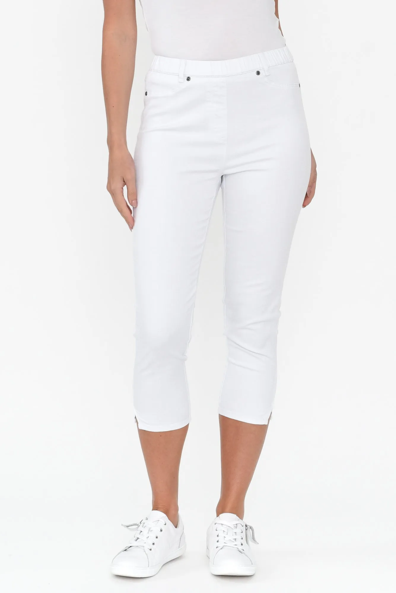 Reed White Stretch Cotton Capri Pants sold by Blue Bungalow