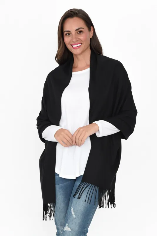 Heta Black Cotton Pashmina Scarf sold by Blue Bungalow