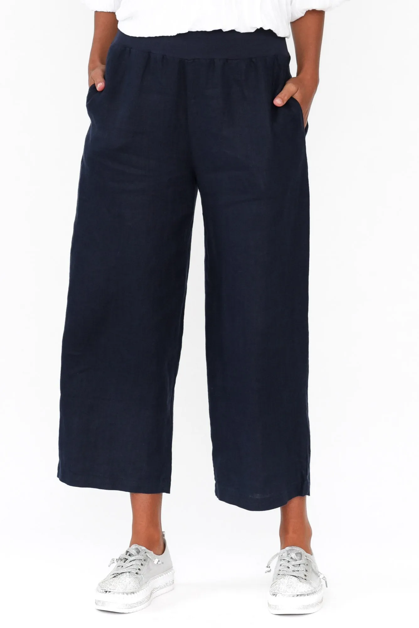 Griffin Navy Linen Wide Leg Pants sold by Blue Bungalow product image thumbnail 2