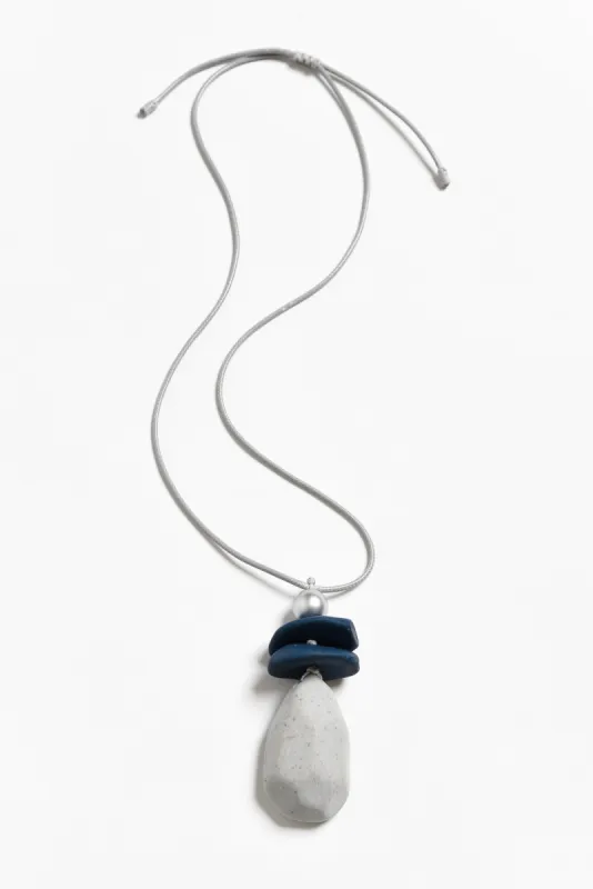 Lecce Grey Stone Pendant Necklace sold by Blue Bungalow