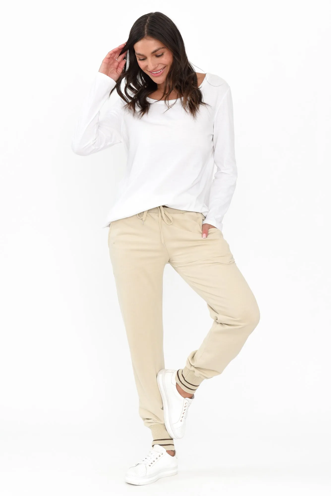Claude Natural Cotton Blend Drawstring Pants sold by Blue Bungalow product image thumbnail 2