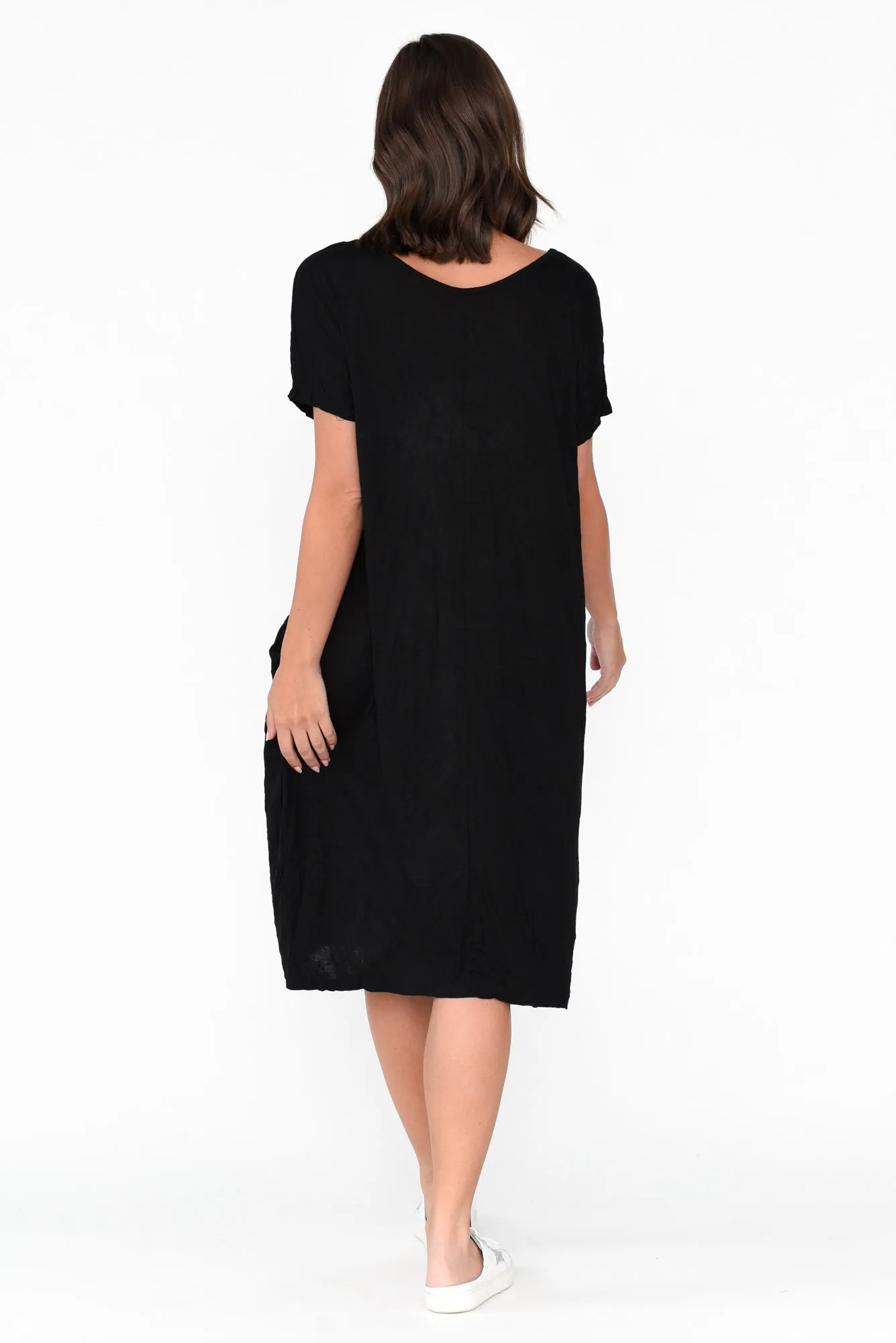 Travel Black Crinkle Cotton Dress sold by Blue Bungalow product image thumbnail 4