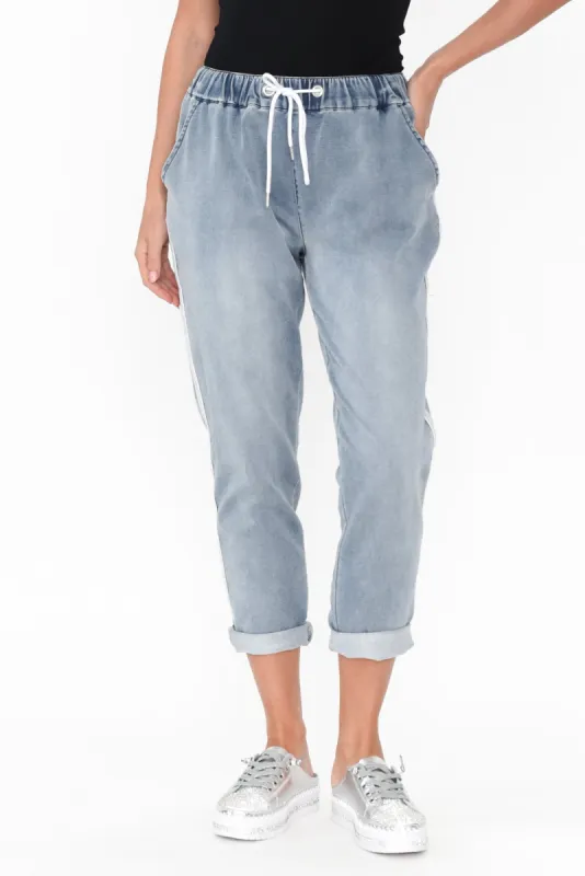 Brooks Blue Cotton Blend Jogger Pants sold by Blue Bungalow