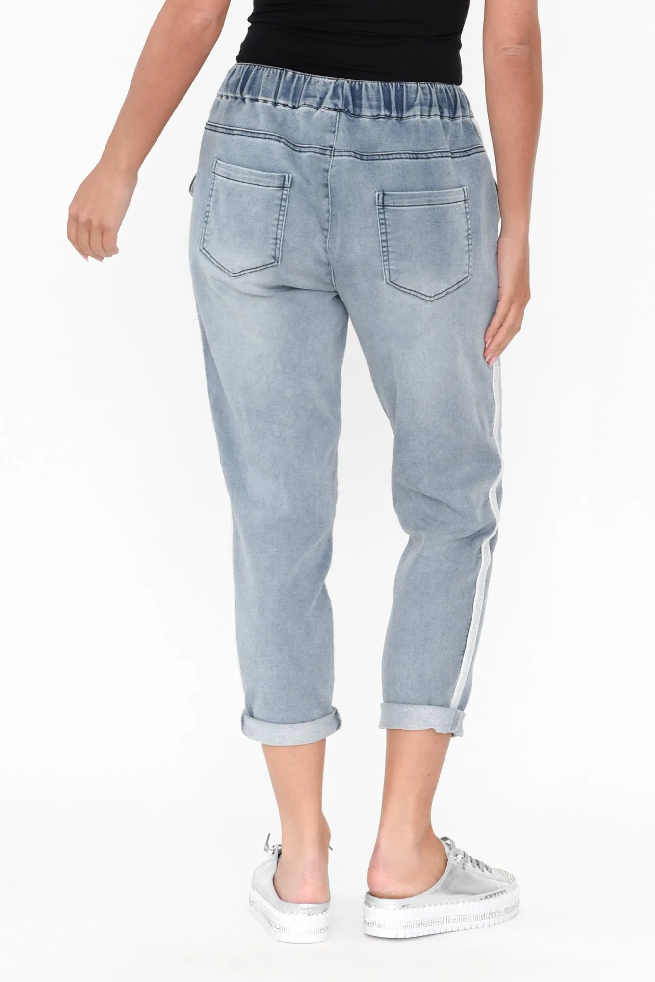 Brooks Blue Cotton Blend Jogger Pants sold by Blue Bungalow product image thumbnail 4