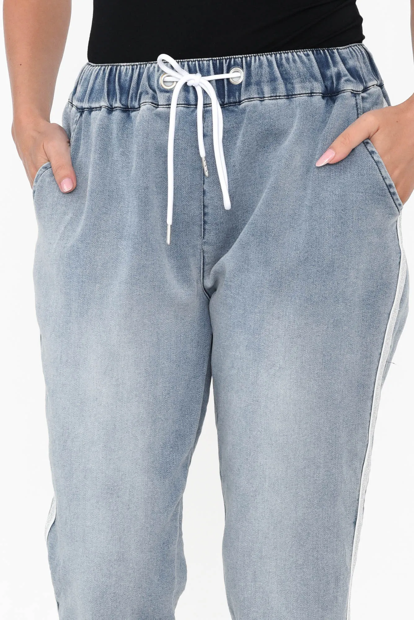 Brooks Blue Cotton Blend Jogger Pants sold by Blue Bungalow product image thumbnail 5