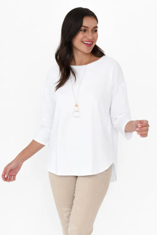 Orleans White Cotton 3/4 Sleeve Top sold by Blue Bungalow