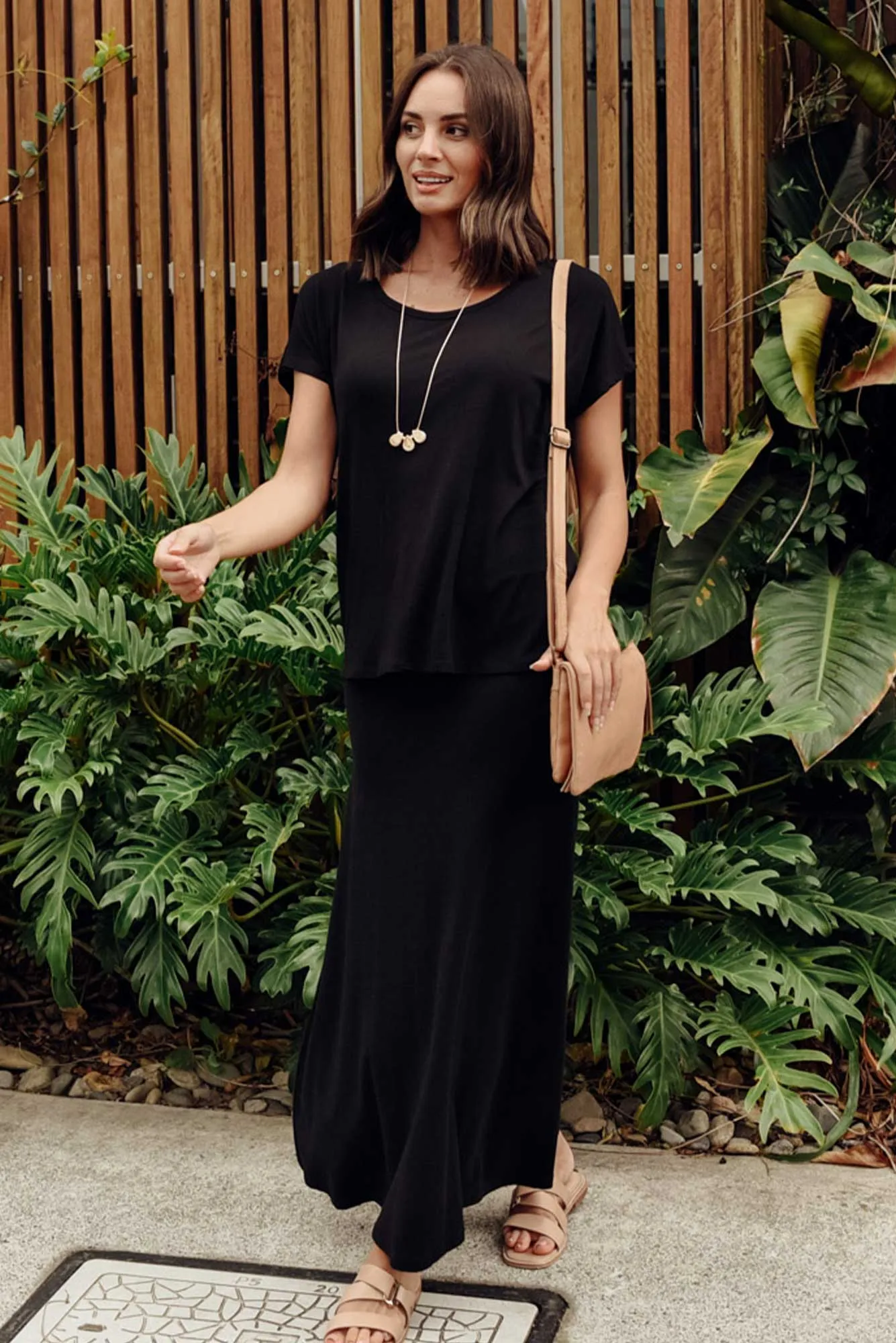 Lana Black Bamboo Cotton Maxi Skirt sold by Blue Bungalow product image thumbnail 2