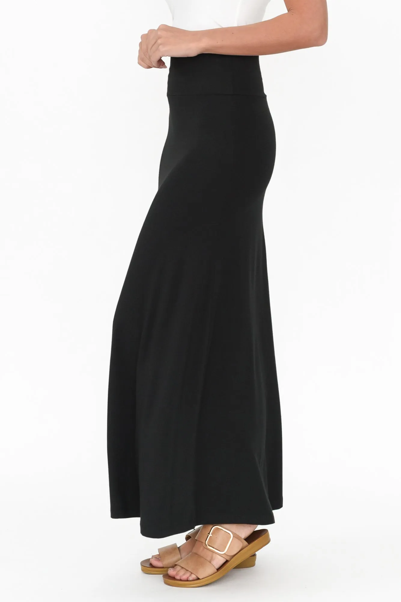 Lana Black Bamboo Cotton Maxi Skirt sold by Blue Bungalow product image thumbnail 4