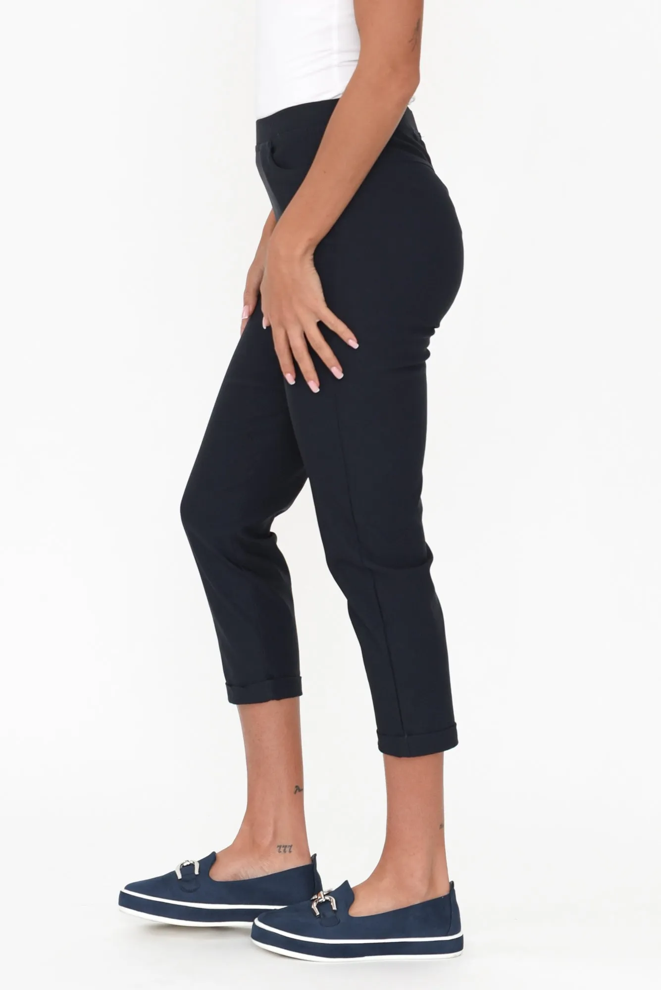 Jensen Navy Cotton Stretch Pants sold by Blue Bungalow product image thumbnail 4