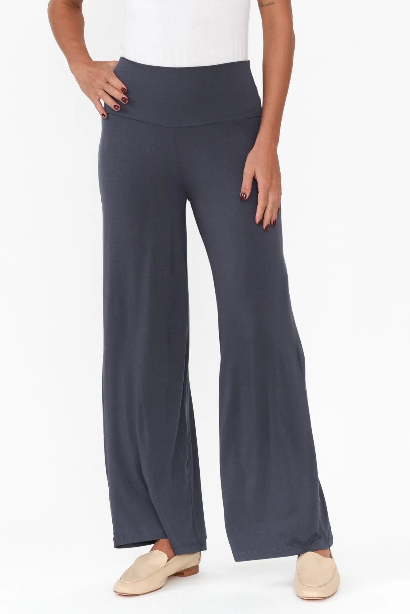 Cory Deep Blue Bamboo Wide Leg Pants sold by Blue Bungalow product image thumbnail 5