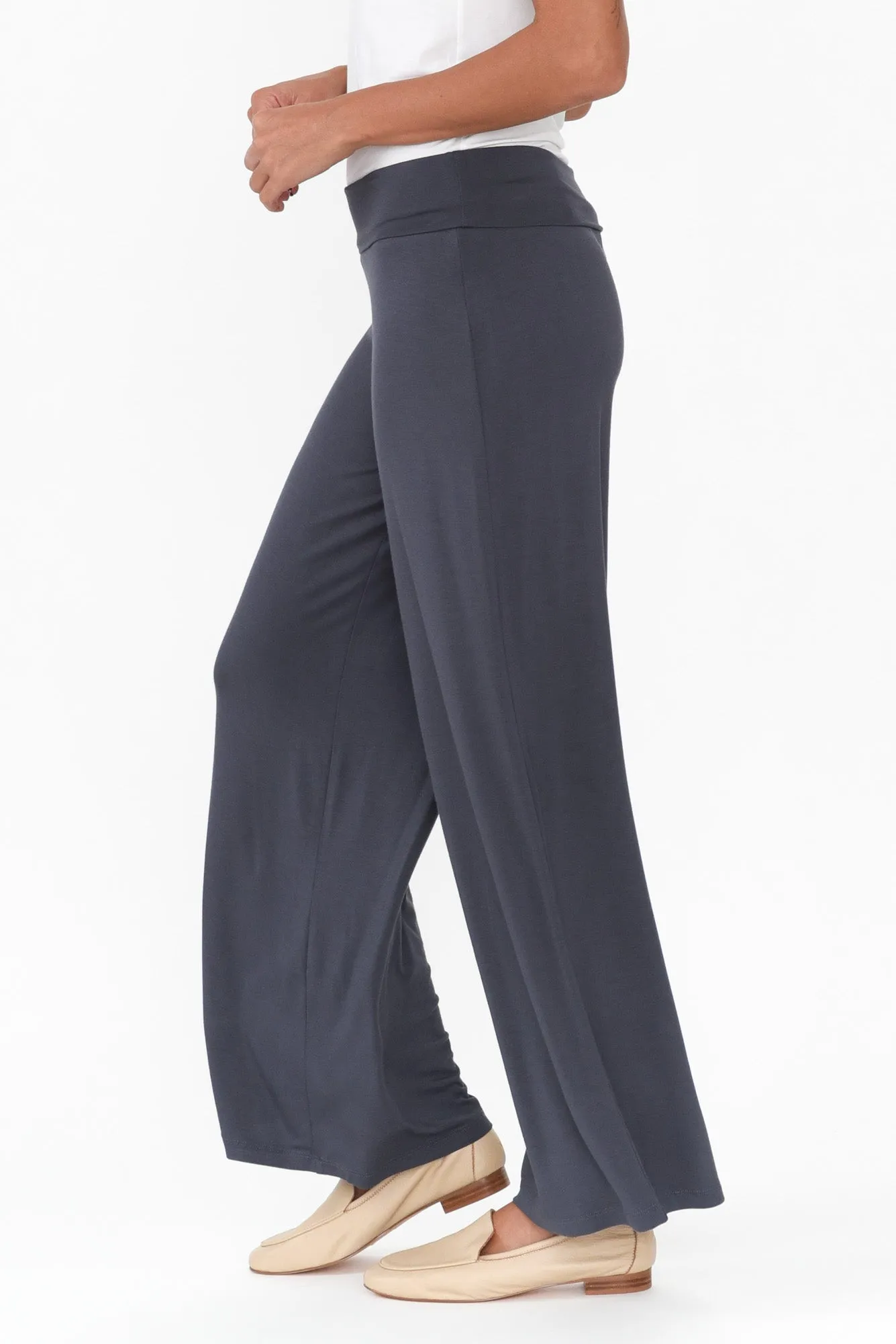 Cory Deep Blue Bamboo Wide Leg Pants sold by Blue Bungalow product image thumbnail 3
