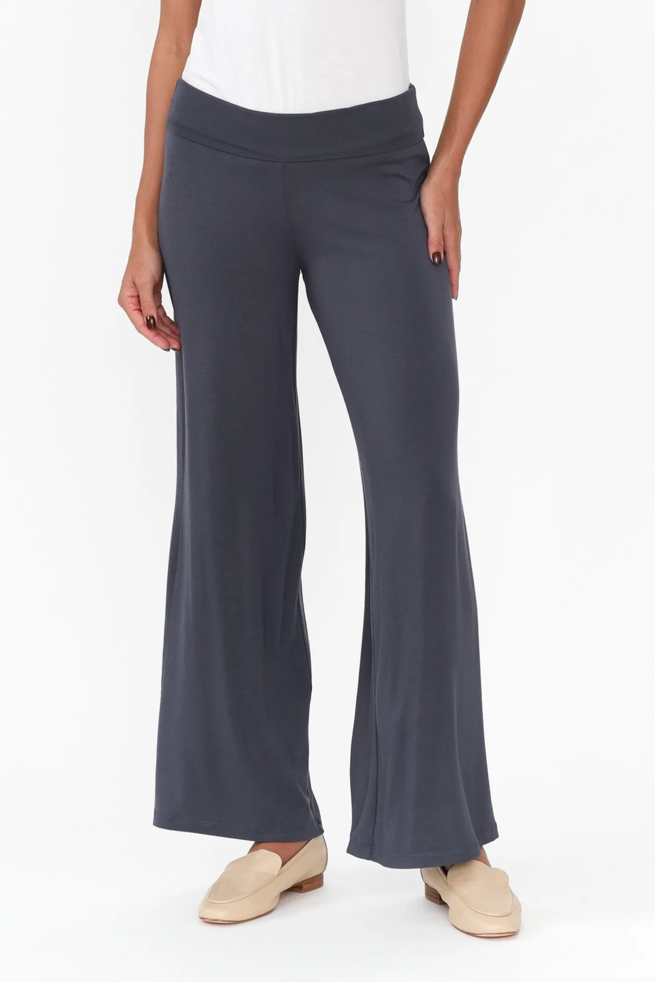 Cory Deep Blue Bamboo Wide Leg Pants sold by Blue Bungalow