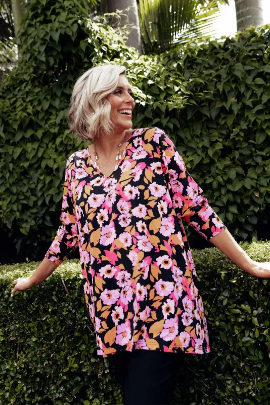 Lubelia Pink Bloom Bamboo Top sold by Blue Bungalow