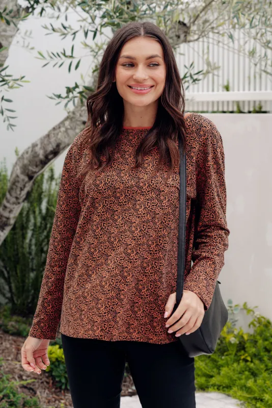Moya Rust Abstract Cotton Hi Lo Top sold by Blue Bungalow
