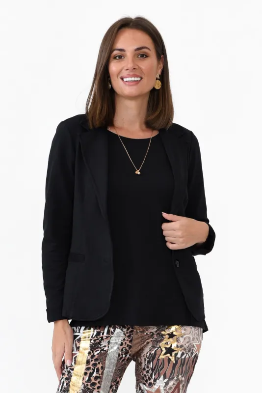 Maha Black Cotton Relaxed Blazer sold by Blue Bungalow