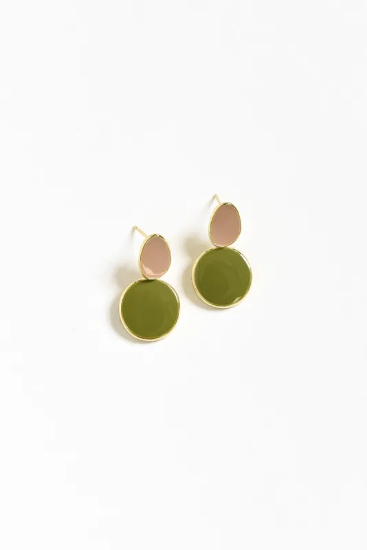 Remus Green Circle Drop Earrings sold by Blue Bungalow
