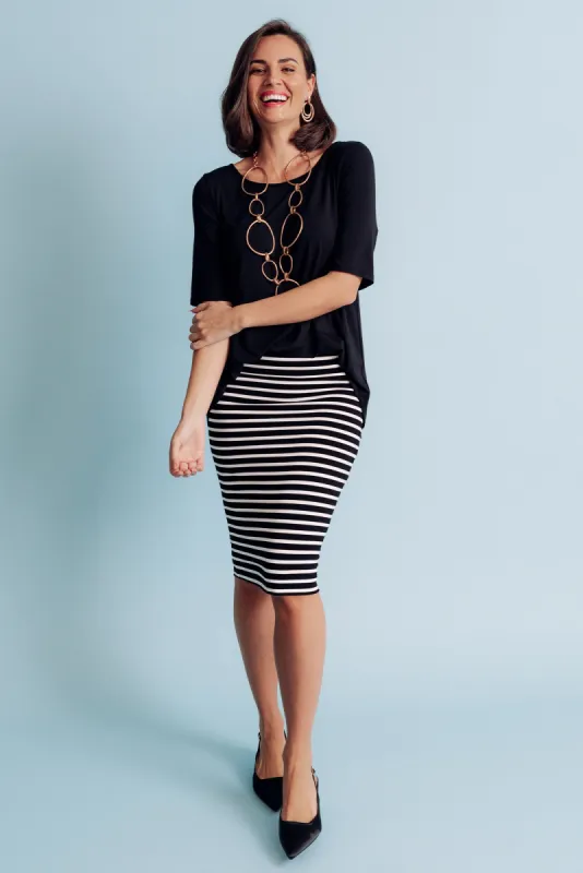 Whitney Black Stripe Bamboo Tube Skirt sold by Blue Bungalow