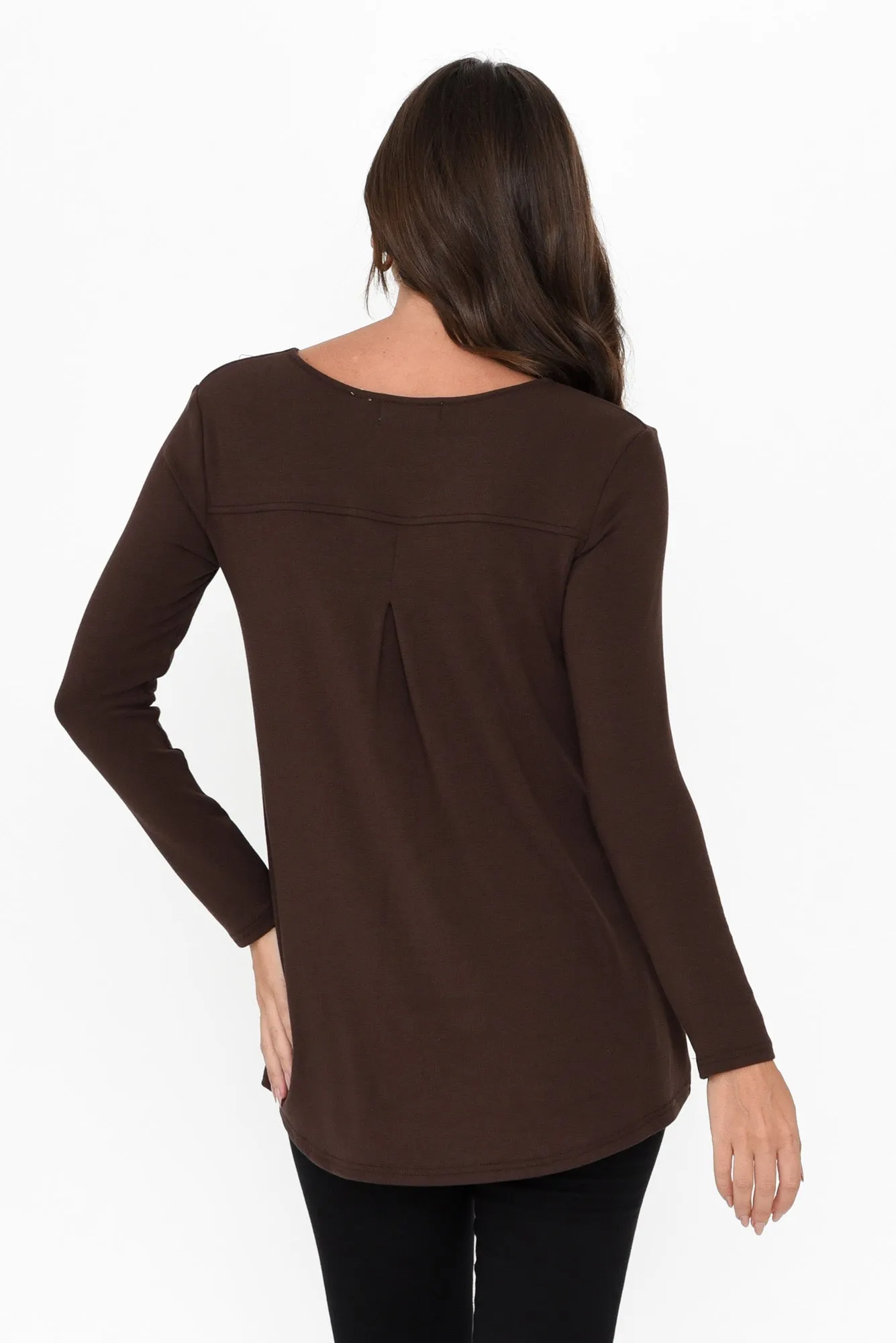 Shenali Chocolate Long Sleeve Swing Top sold by Blue Bungalow product image thumbnail 4
