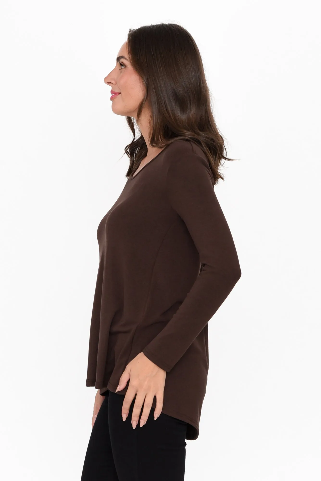 Shenali Chocolate Long Sleeve Swing Top sold by Blue Bungalow product image thumbnail 3