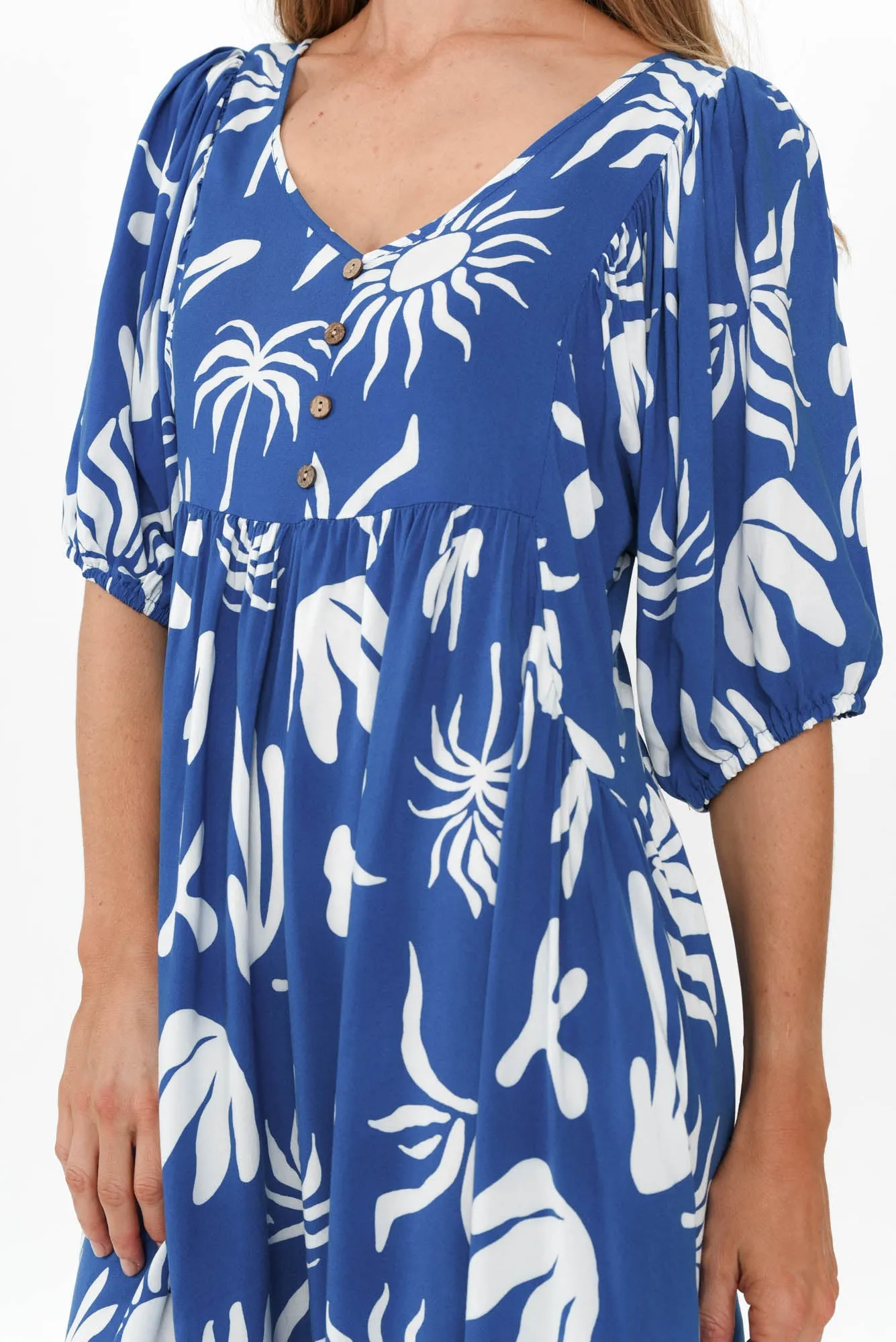 Kacey Blue Tropical Button Dress sold by Blue Bungalow product image thumbnail 5
