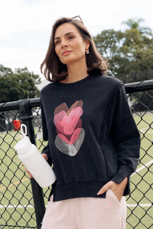 Chantelle Black Heart Cotton Long Sleeve Top sold by Blue Bungalow