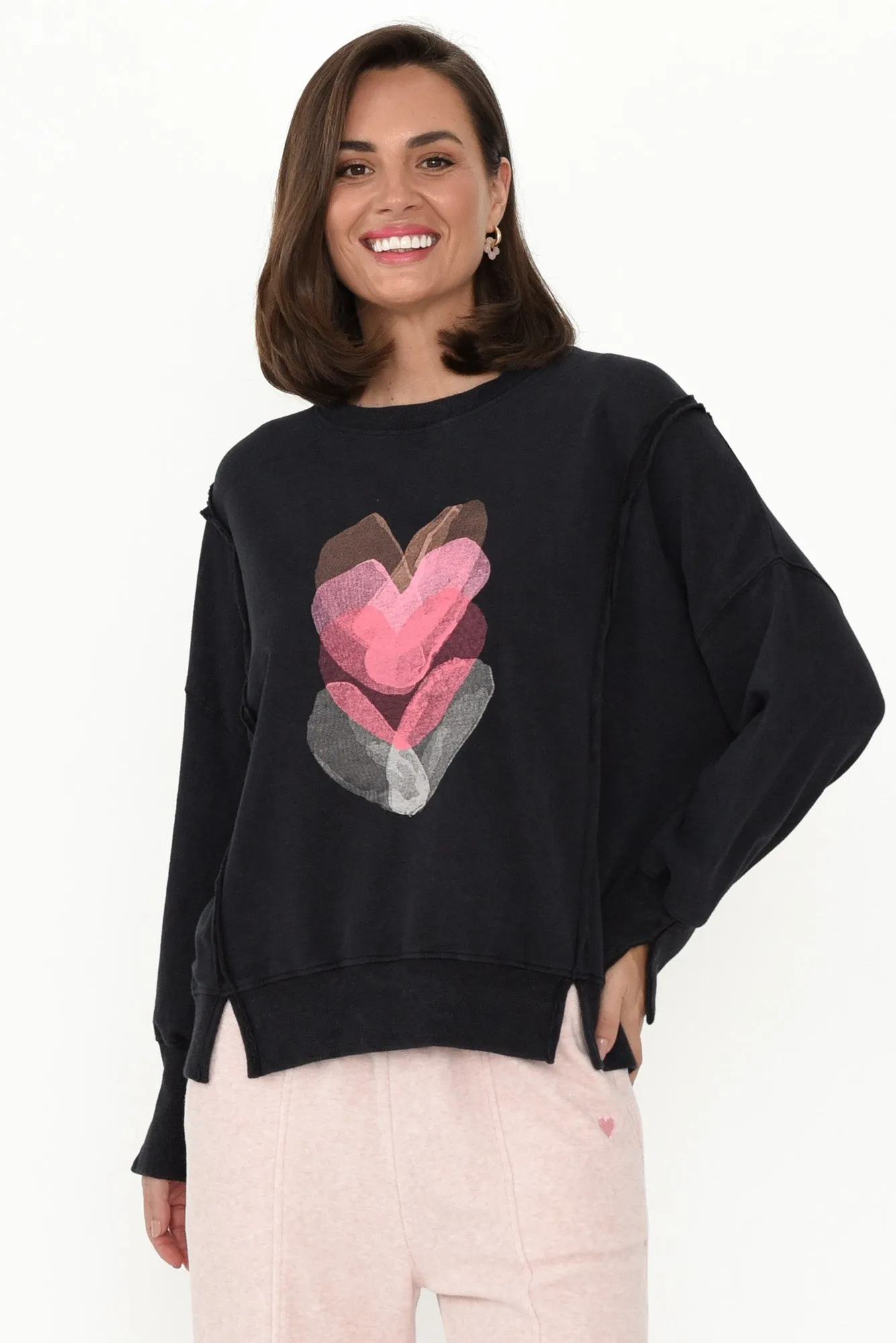 Chantelle Black Heart Cotton Long Sleeve Top sold by Blue Bungalow product image thumbnail 2
