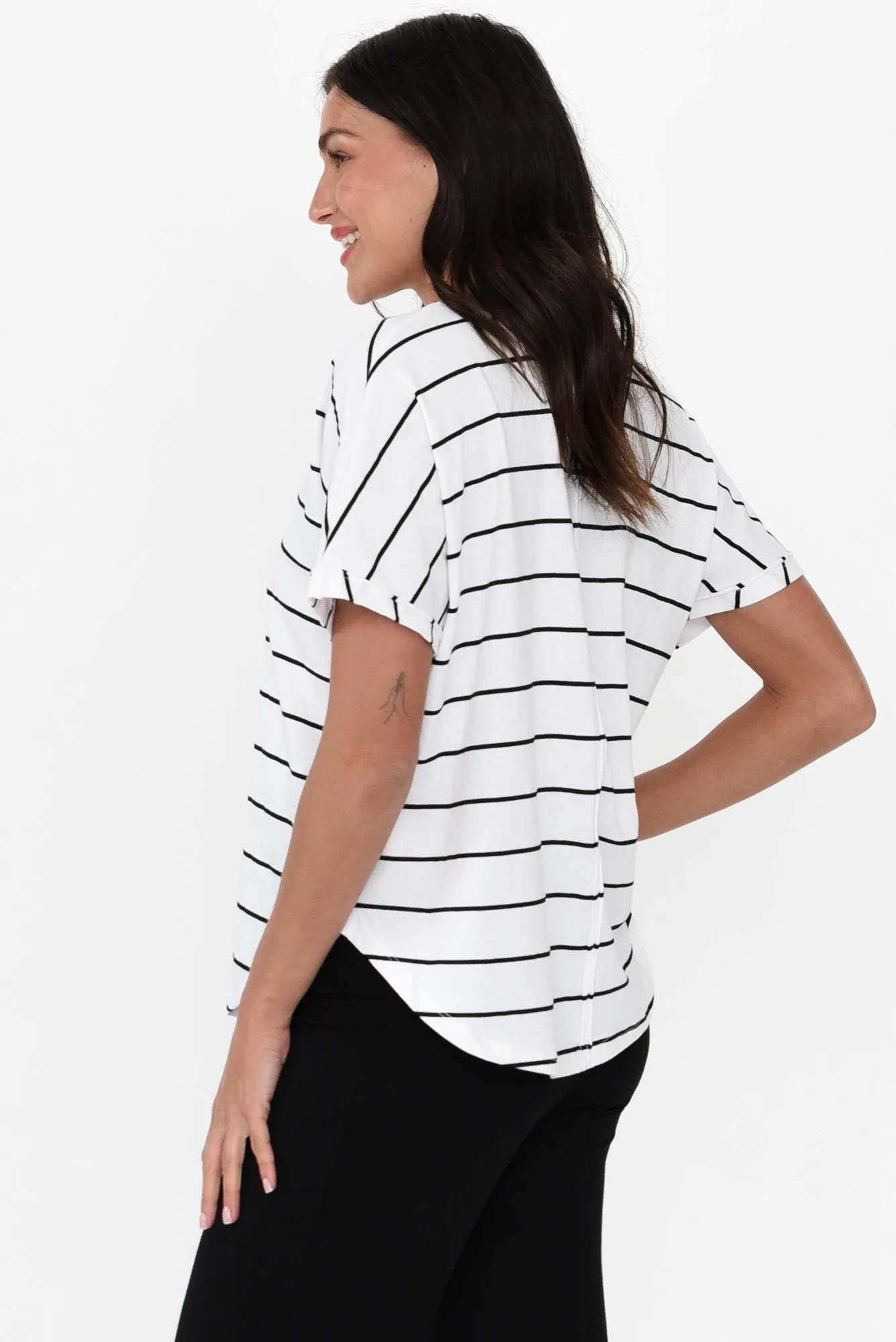 Toronto White Stripe Cotton Tee sold by Blue Bungalow product image thumbnail 3
