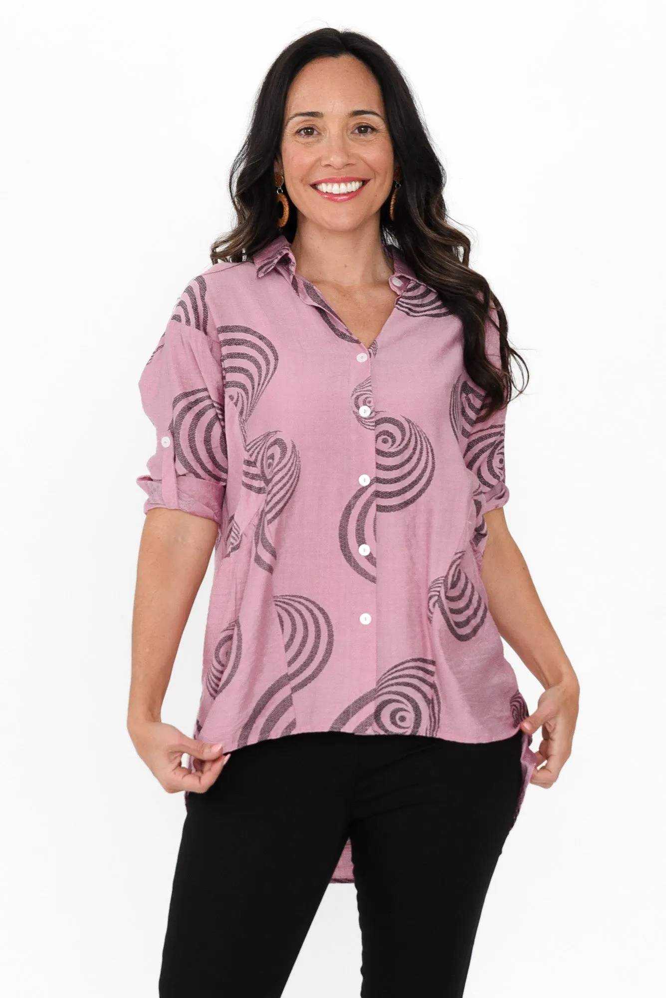 Fergus Pink Circle Cotton Blend Shirt sold by Blue Bungalow