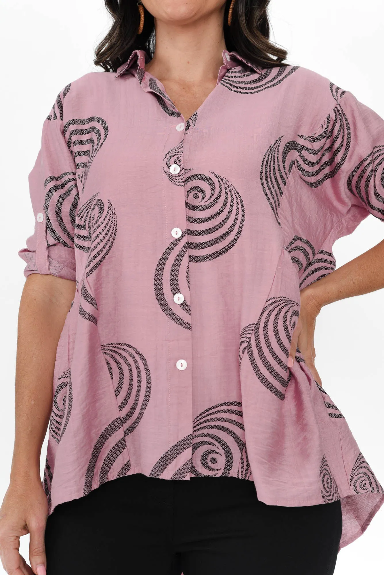 Fergus Pink Circle Cotton Blend Shirt sold by Blue Bungalow product image thumbnail 5