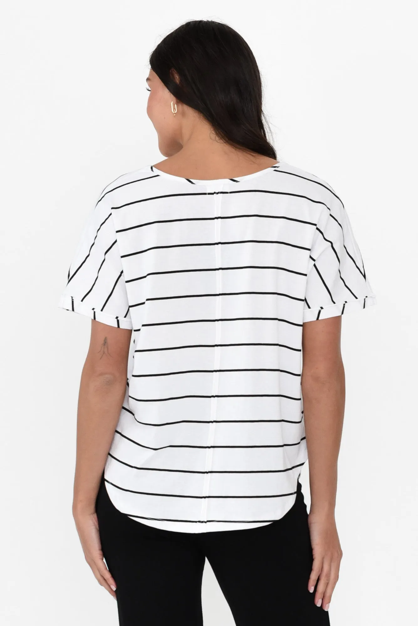 Toronto White Stripe Cotton Tee sold by Blue Bungalow product image thumbnail 4
