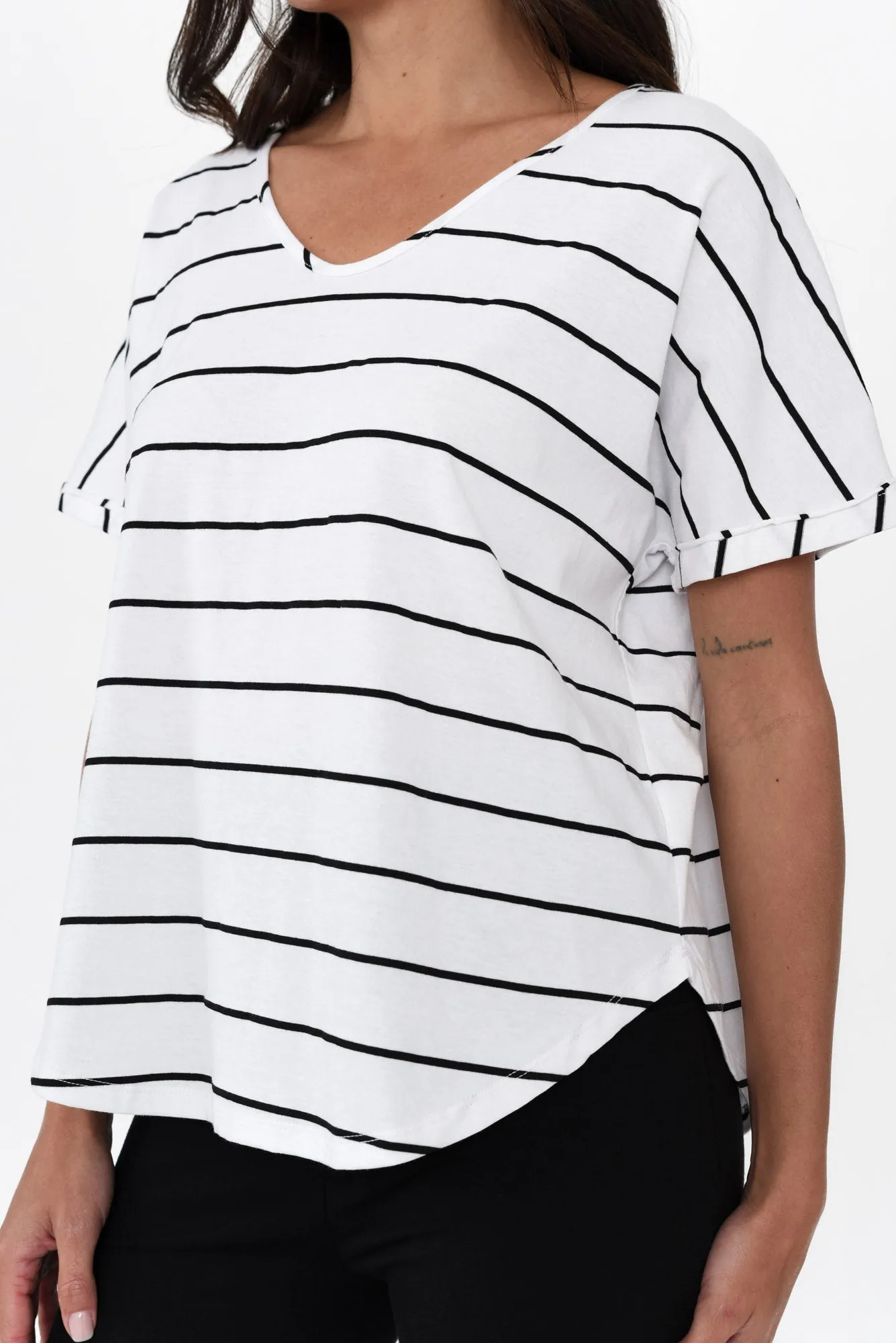 Toronto White Stripe Cotton Tee sold by Blue Bungalow product image thumbnail 5