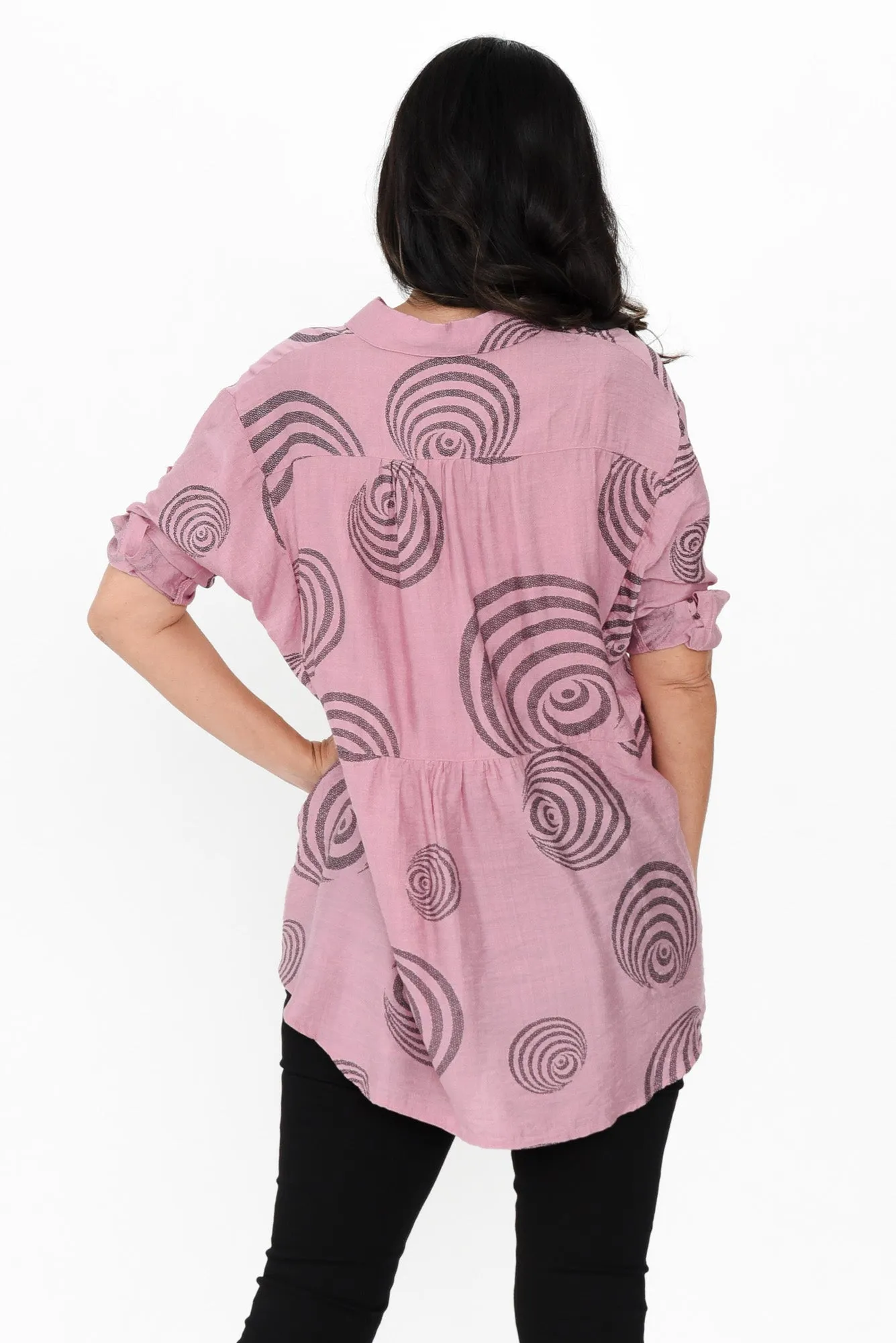 Fergus Pink Circle Cotton Blend Shirt sold by Blue Bungalow product image thumbnail 4