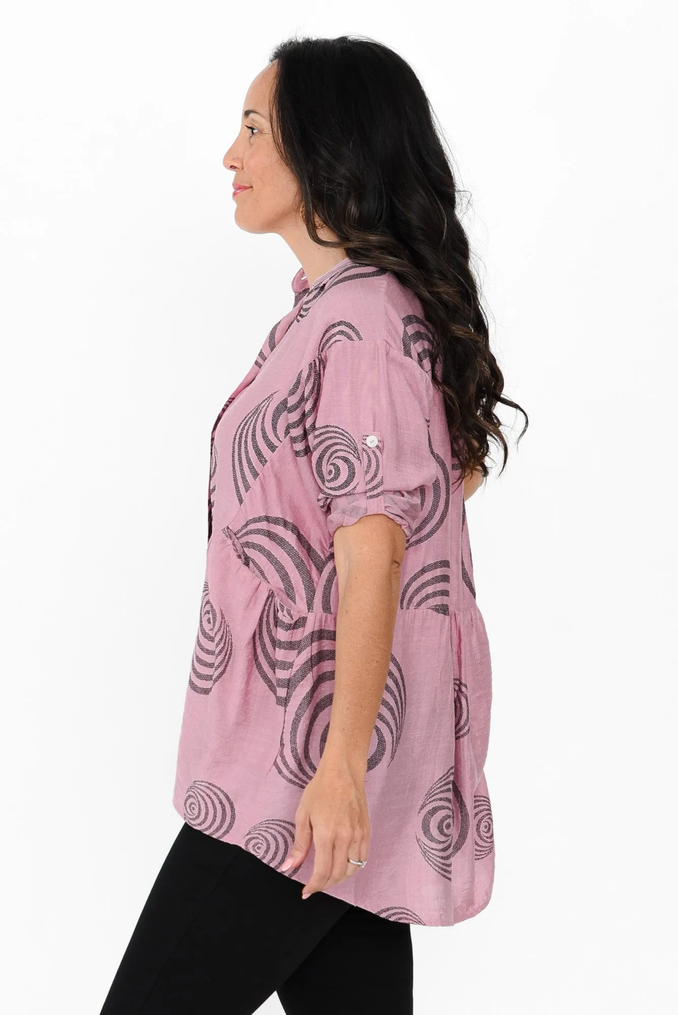 Fergus Pink Circle Cotton Blend Shirt sold by Blue Bungalow product image thumbnail 3