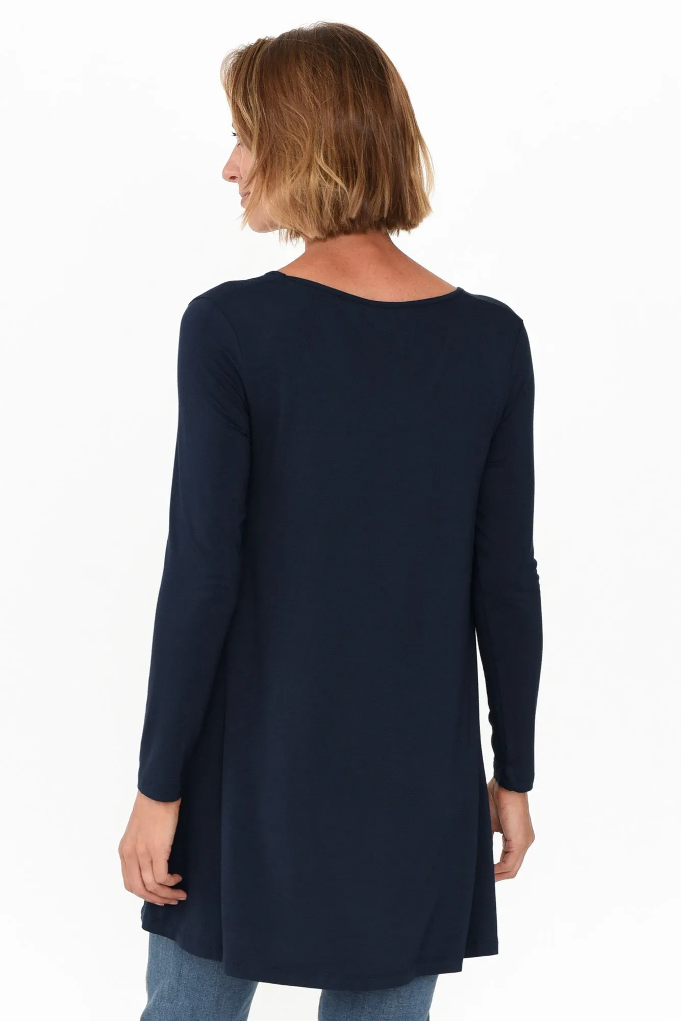 Leanne Dark Navy Bamboo Tunic Top sold by Blue Bungalow product image thumbnail 5
