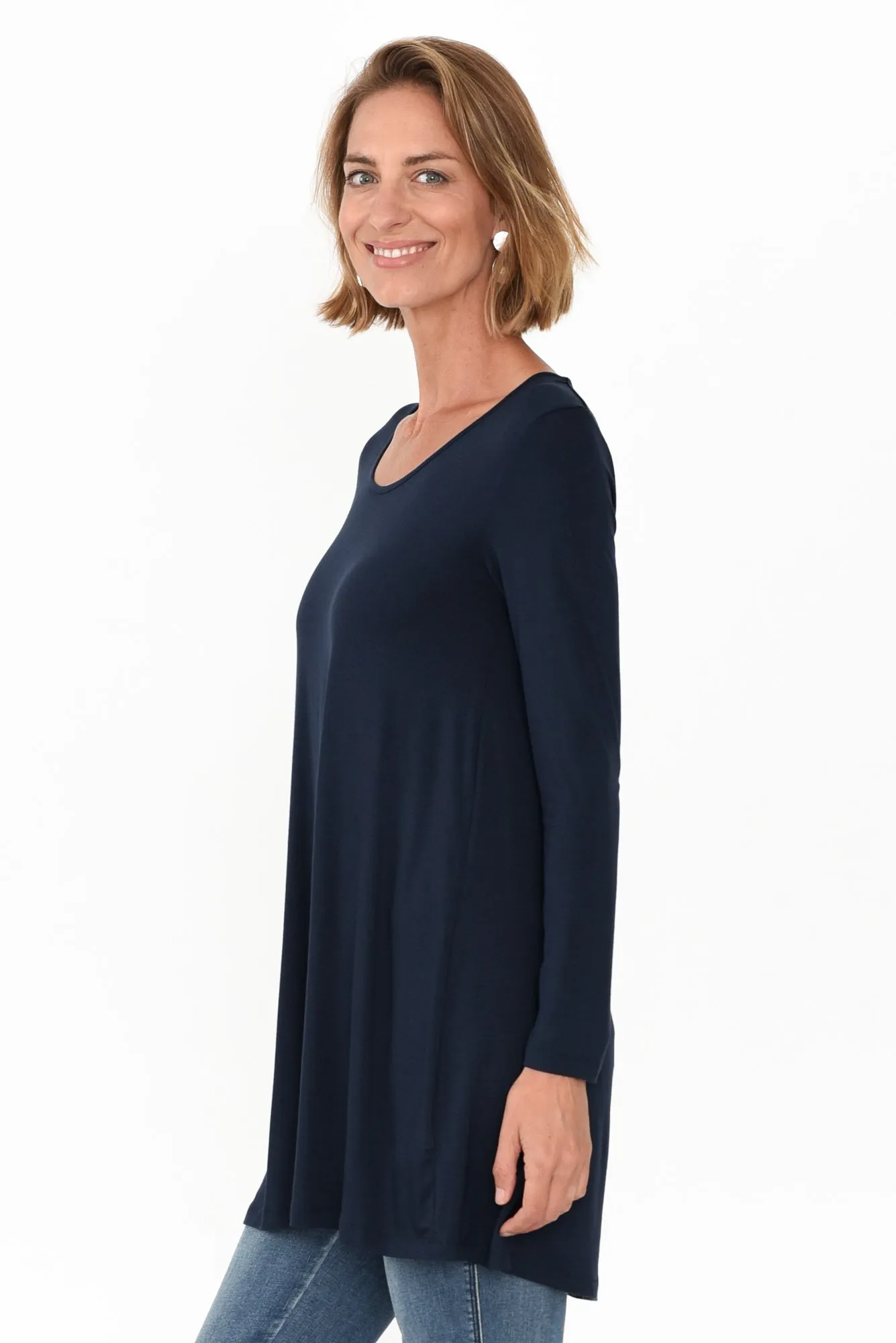 Leanne Dark Navy Bamboo Tunic Top sold by Blue Bungalow product image thumbnail 4